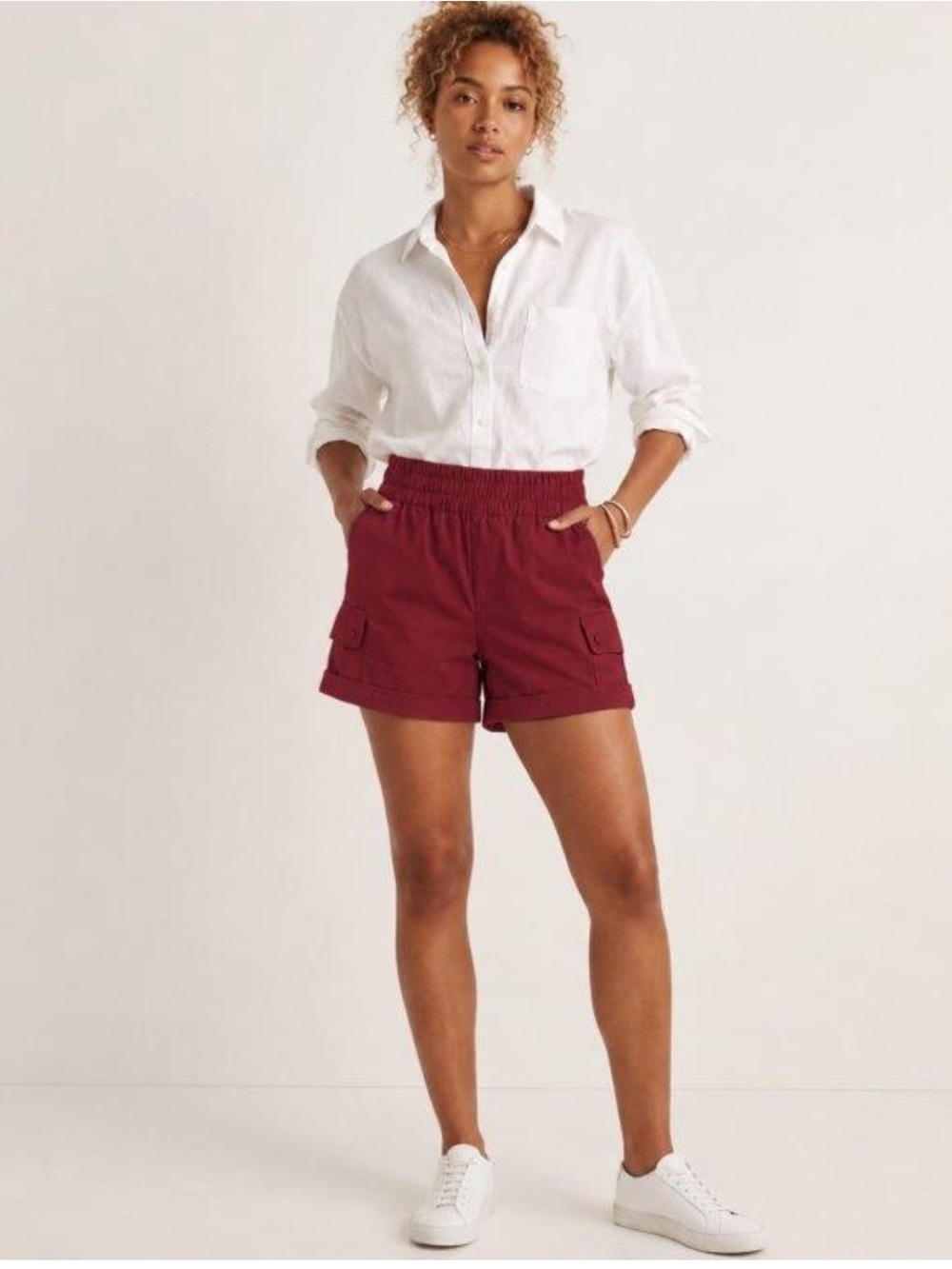 Mondetta Outdoor Project High Waist Explore Short in Cabernet Red
